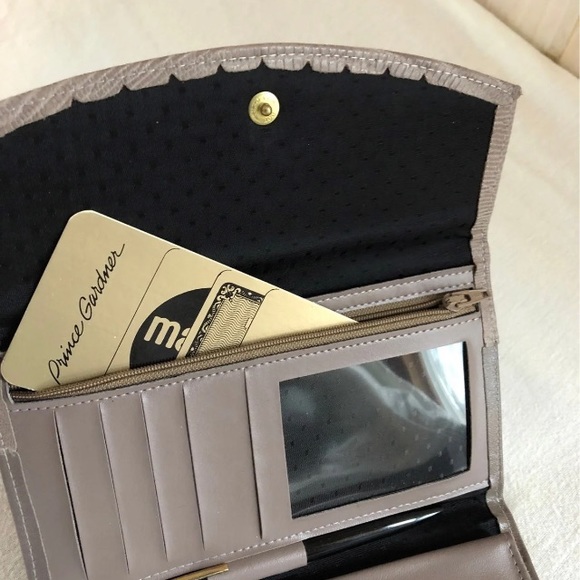 Leather Pigskin Princess Gardener Wallet Taupe NIB Vintage - Picture 7 of 12